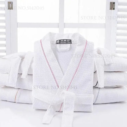 100% Cotton Couple Robe Waffle Bathrobe Gown Kimono Yukata Home Clothes Casual Women Sleepwar Nightwear Spring Summer Loungewear