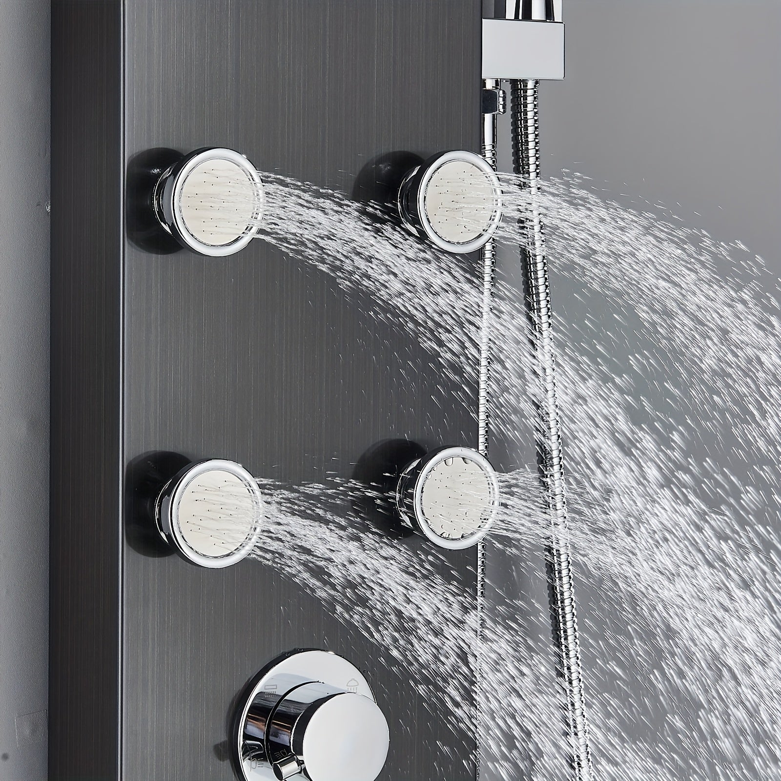 Shower Set for Bathroom, Black Massage Head, Rainfall Shower Panel with 5-Function Shower Tower, Shower Faucet, 5 Shower Modes: Rain And Waterfall Spray, Body Massage Nozzle, Handheld Sprayer, Bathtub Spout, Stainless Steel Shower Column Panel