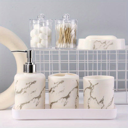 7pcs Marble Soap Bottle Kit, Bathroom Supplies