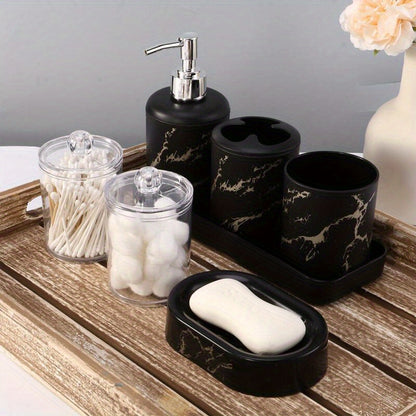 7pcs Marble Soap Bottle Kit, Bathroom Supplies