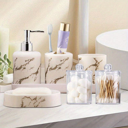 7pcs Marble Soap Bottle Kit, Bathroom Supplies