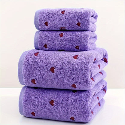 2pcs 1pc 34*75cm + 1pc 70*140cm Pure Valentine's Day Love Jacquard Towel Bath Towel Adult Couple Towel Bath Towel Valentine's Day Gift Towel Bath Towel Universal Home Daily Use Washcloth 35*75cm Towel 1pc and Beach Swimming Bath Towel 70*140cm Bath Towel 1pc