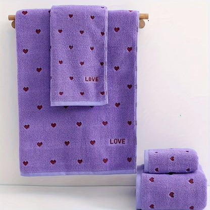 2pcs 1pc 34*75cm + 1pc 70*140cm Pure Valentine's Day Love Jacquard Towel Bath Towel Adult Couple Towel Bath Towel Valentine's Day Gift Towel Bath Towel Universal Home Daily Use Washcloth 35*75cm Towel 1pc and Beach Swimming Bath Towel 70*140cm Bath Towel 1pc