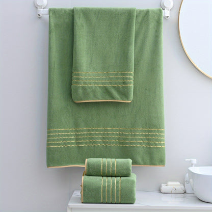 Luxurious Microfiber Bath Towel Set with Golden Trim - 6pcs