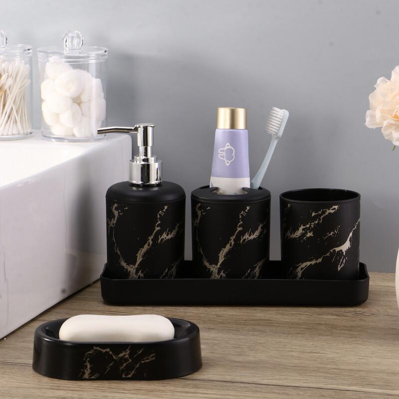 7pcs Marble Soap Bottle Kit, Bathroom Supplies