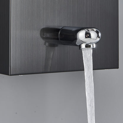 Shower Set for Bathroom, Black Massage Head, Rainfall Shower Panel with 5-Function Shower Tower, Shower Faucet, 5 Shower Modes: Rain And Waterfall Spray, Body Massage Nozzle, Handheld Sprayer, Bathtub Spout, Stainless Steel Shower Column Panel