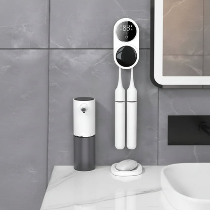 A Smart Dual Toothbrush Holder Suitable for All Four Seasons - Features Automatic Drying Cycles, Automatic Sensing Storage, USB Charging with Clear Battery Display, Easy Wall-Mounted Installation Without Drilling