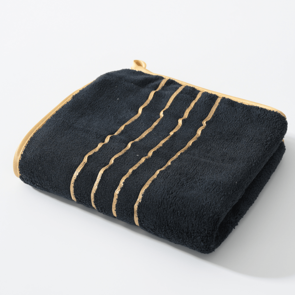 Luxurious Microfiber Bath Towel Set with Golden Trim - 6pcs