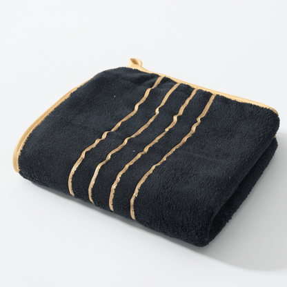 Luxurious Microfiber Bath Towel Set with Golden Trim - 6pcs