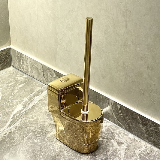 Quirky Mini Toilet Brush in Golden, a Stylish Cleaning Tool for The Bathroom
